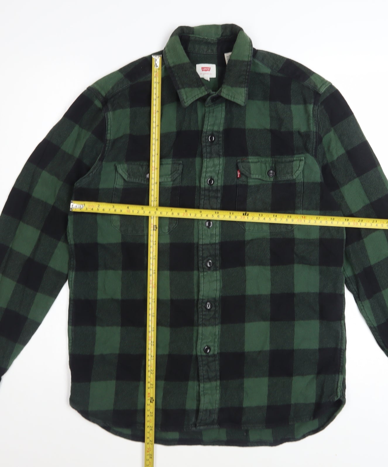 Levi's Men's Green Black Check Flannel Button-Up Shirt M