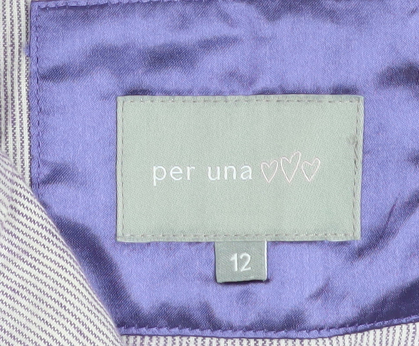 Marks and Spencer Per Una Women Purple Striped Blazer Size 12 Cotton Linen