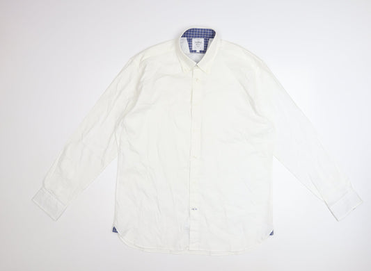 T.M. Lewin Thomas Mayes Men's White Cotton Long Sleeve Dress Shirt L