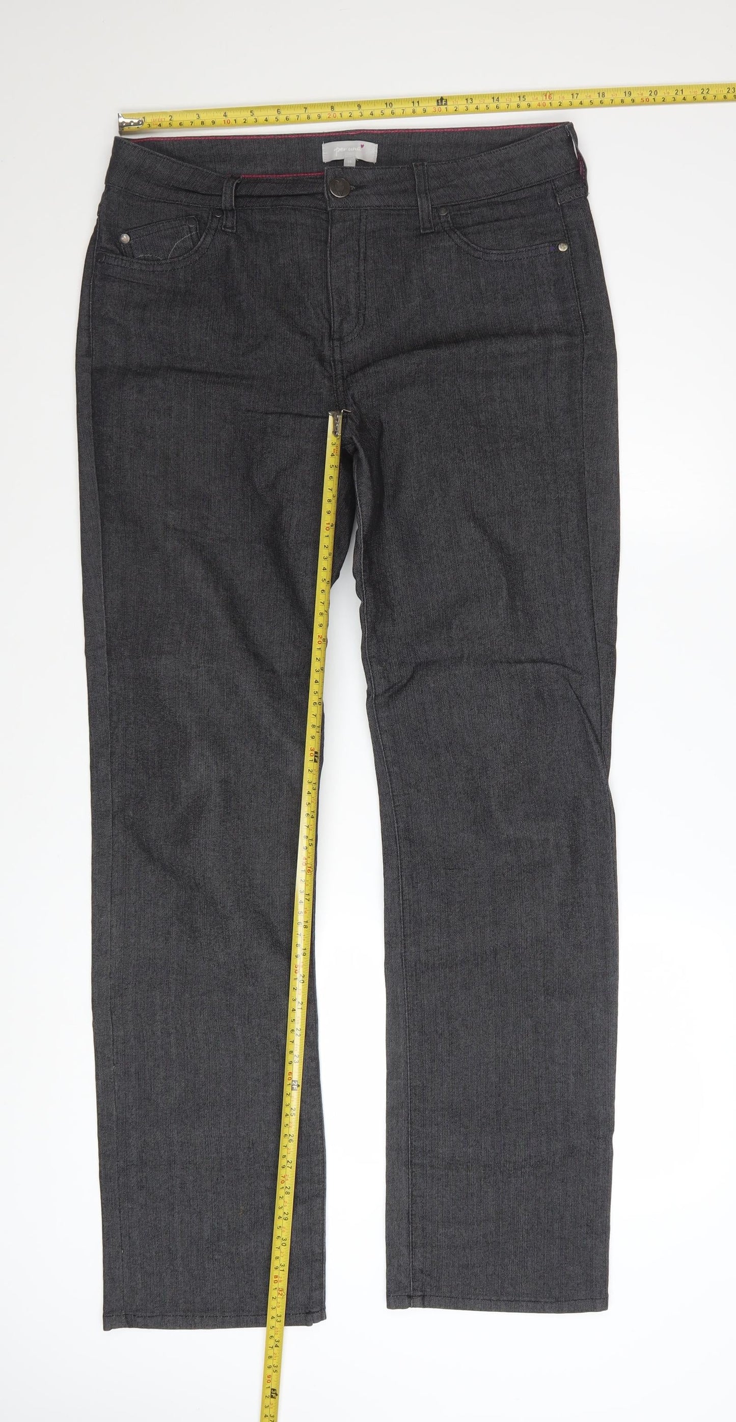 Marks and Spencer Per Una Women's Grey Straight Leg Jeans Size 14 L