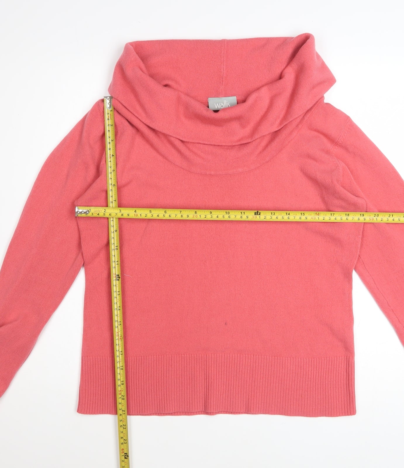 Wallis Women Pink Cowl Neck Long Sleeve Acrylic Jumper Size 16