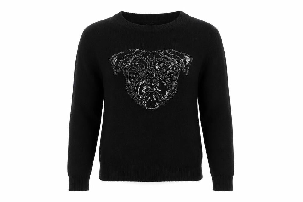 H&M Women's Black XS Sequin Dog Pullover Jumper