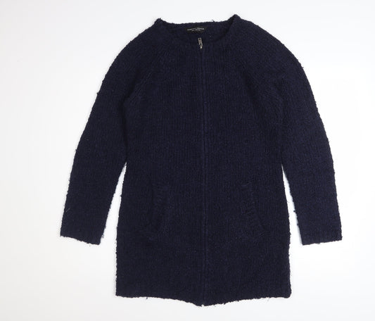 Dorothy Perkins Women Blue Size 10 Full Zip Chunky Knit Cardigan