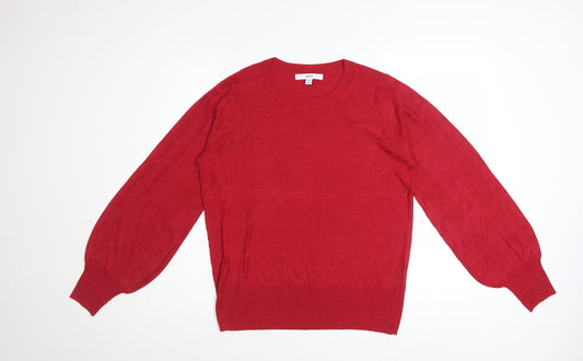 Next Women Red Crew Neck Knit Pullover Jumper Size 14