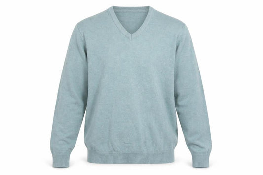 Cotton Traders Men’s Blue L V-Neck Cotton Jumper Classic Fit