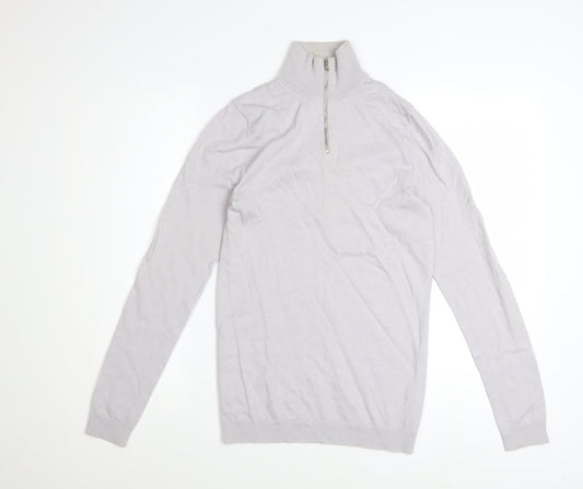 ASOS DESIGN Men’s Grey Merino Wool Half Zip Jumper Size S