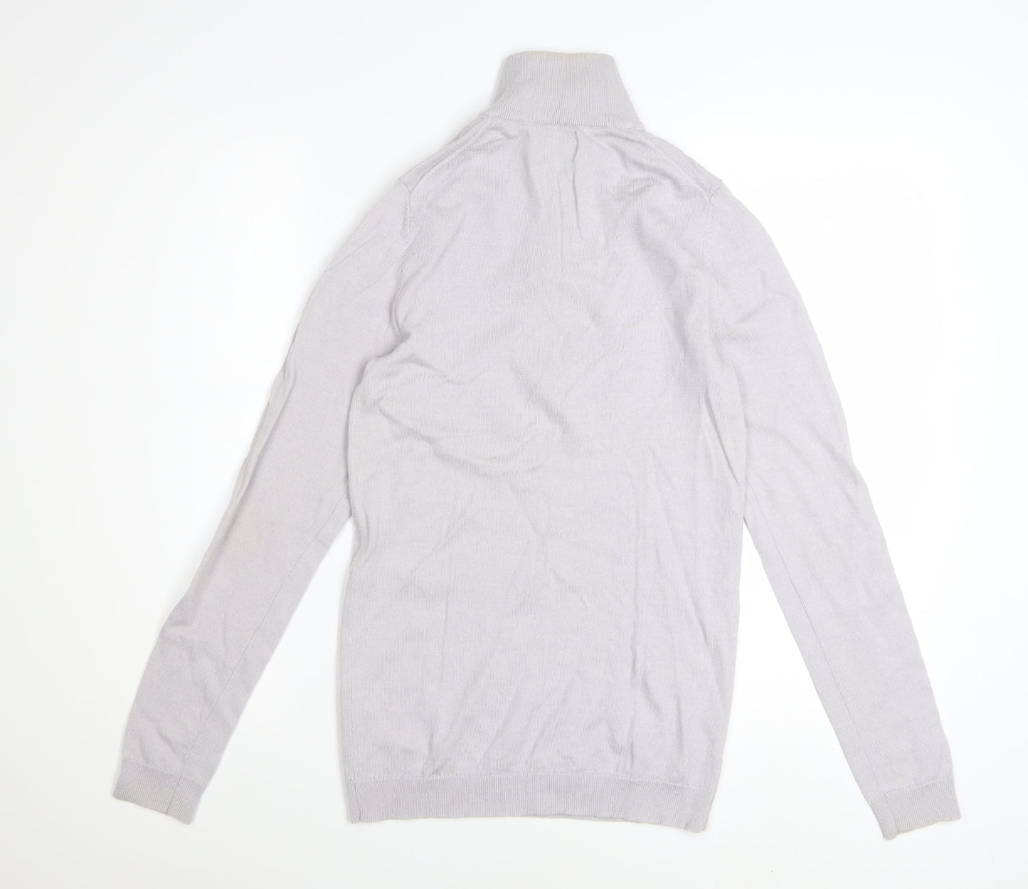 ASOS DESIGN Men’s Grey Merino Wool Half Zip Jumper Size S