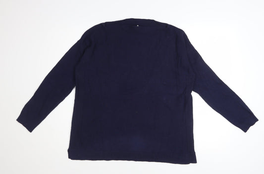 Joules Women's Blue Cotton Knit Crew Neck Jumper Size 12