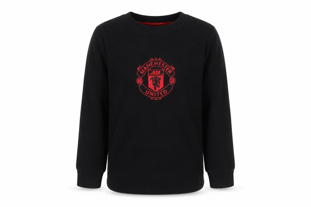 Manchester United Boys Black Fleece Pyjama Top 6-7 Years Long Sleeve