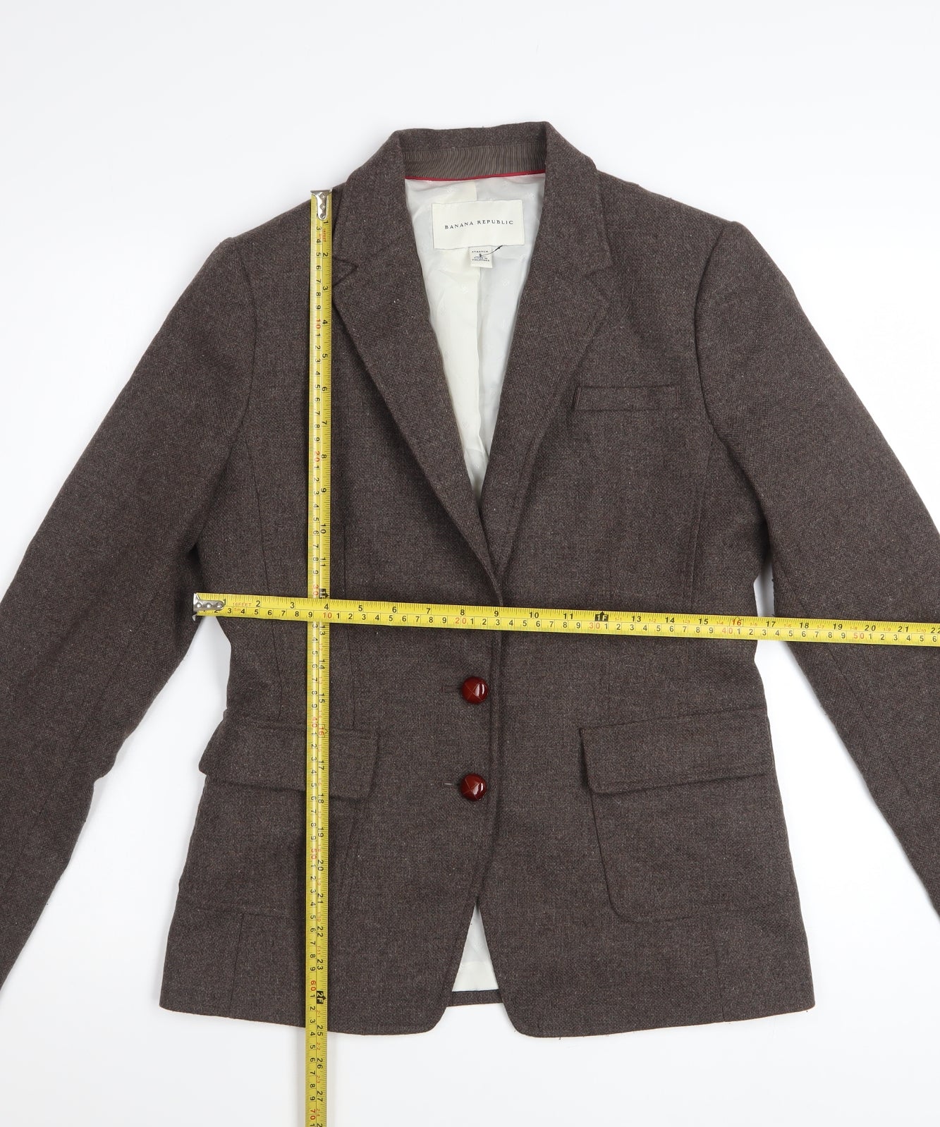 Banana Republic Womens Brown Wool Blend Tailored Blazer Size 12