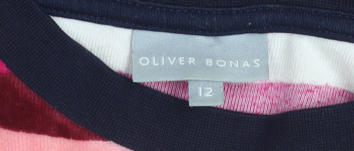 Oliver Bonas Womens Multicoloured Striped Sweatshirt Size 12 Cotton Blend