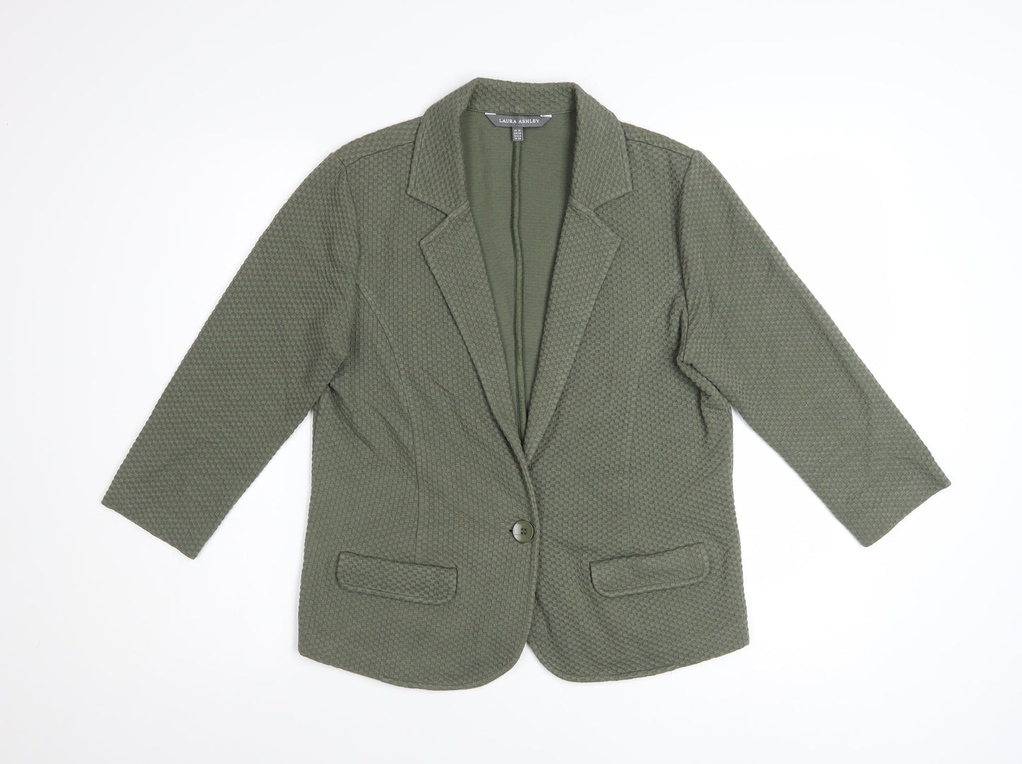 Laura Ashley Women's Green Cotton Blend Blazer Jacket UK 10