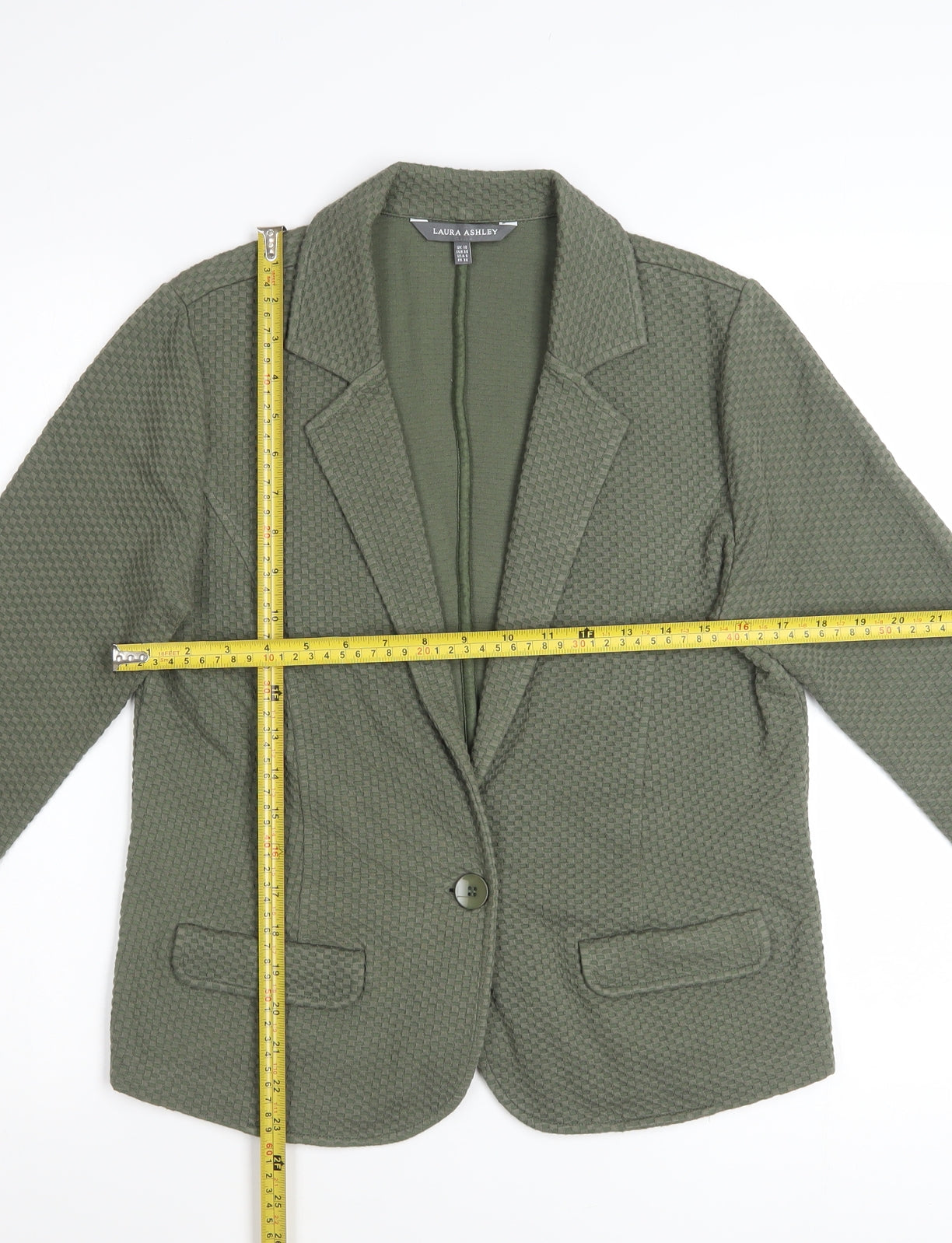 Laura Ashley Women's Green Cotton Blend Blazer Jacket UK 10