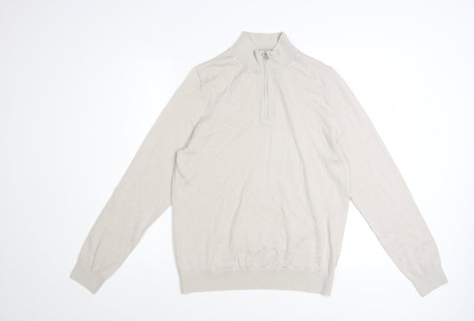 Marks and Spencer Men’s Beige Merino Wool 1/2 Zip Jumper M