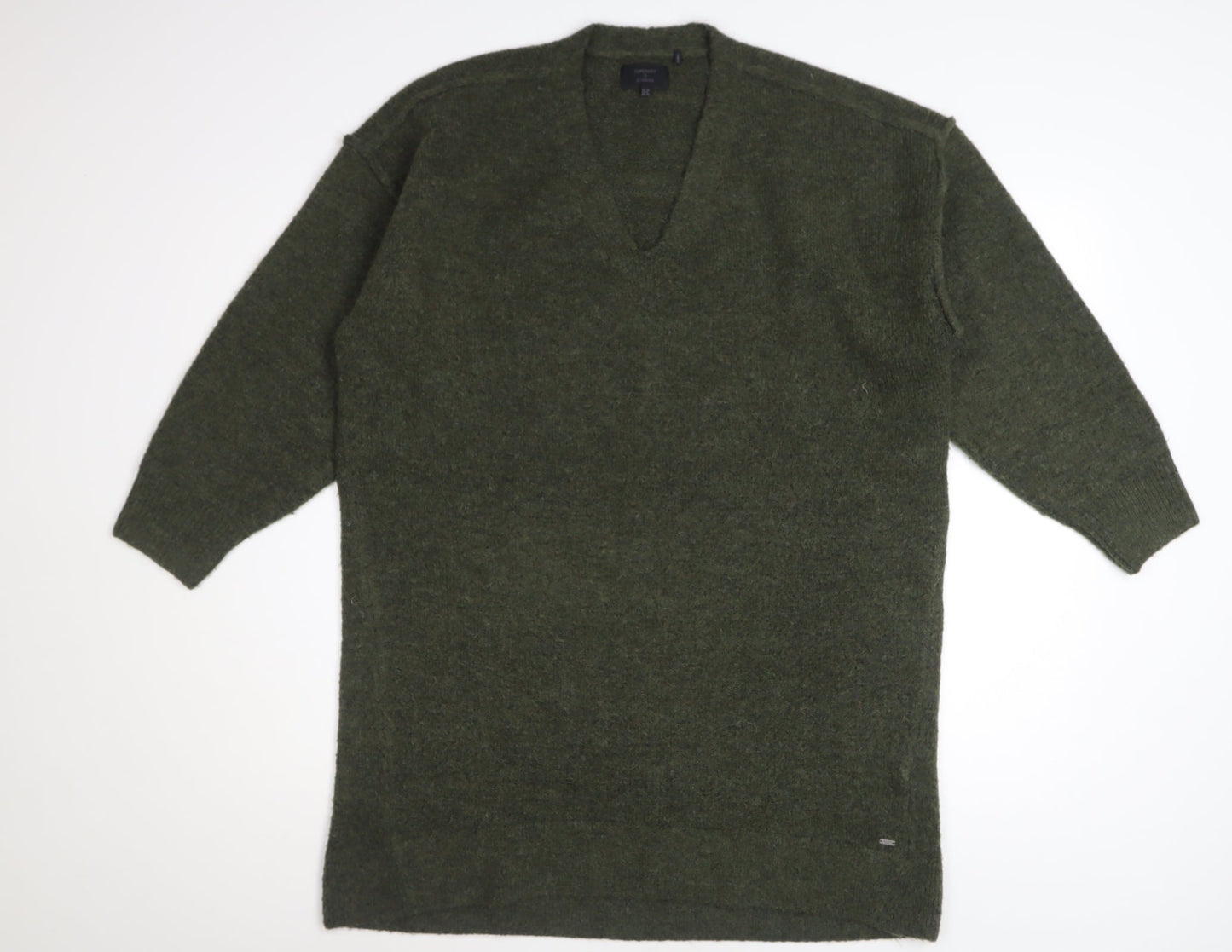 Superdry Womens Green V-Neck Long Sleeve Acrylic Blend Pullover Jumper Size 10