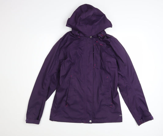 Quechua Women's Purple Waterproof Hooded Rain Jacket Size 8