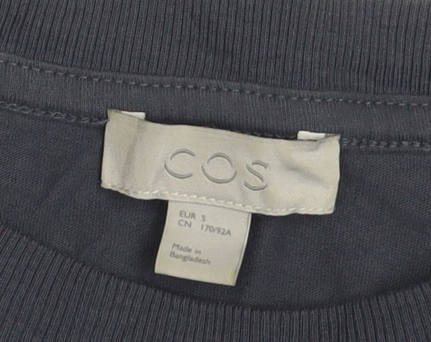 COS Men's Blue Long Sleeve Crew Neck Cotton T-Shirt Size S