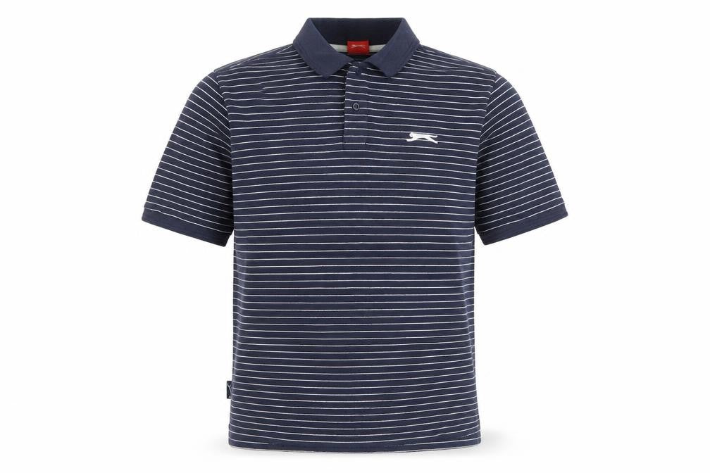 Slazenger Men’s Blue Striped Polo Shirt Size M Cotton Casual