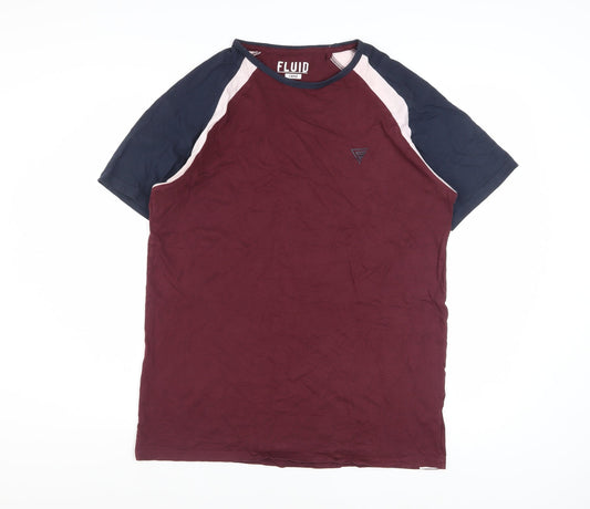 Fluid Men's Multicoloured Crew Neck Cotton T-Shirt Size L