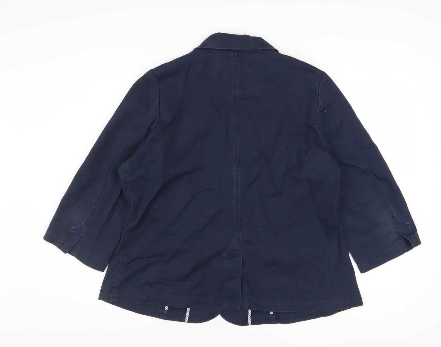 FatFace Women's Blue Cotton 3/4 Sleeve Blazer Jacket Size 18
