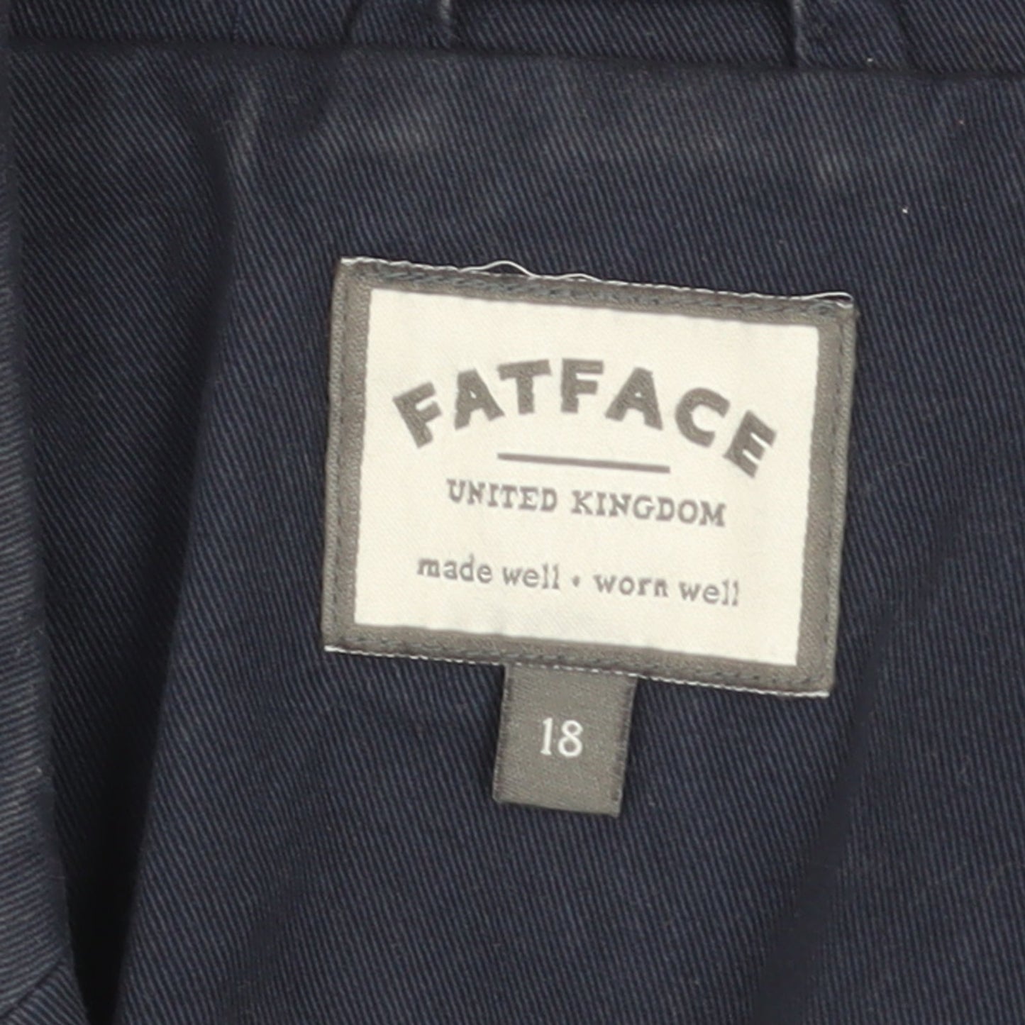 FatFace Women's Blue Cotton 3/4 Sleeve Blazer Jacket Size 18