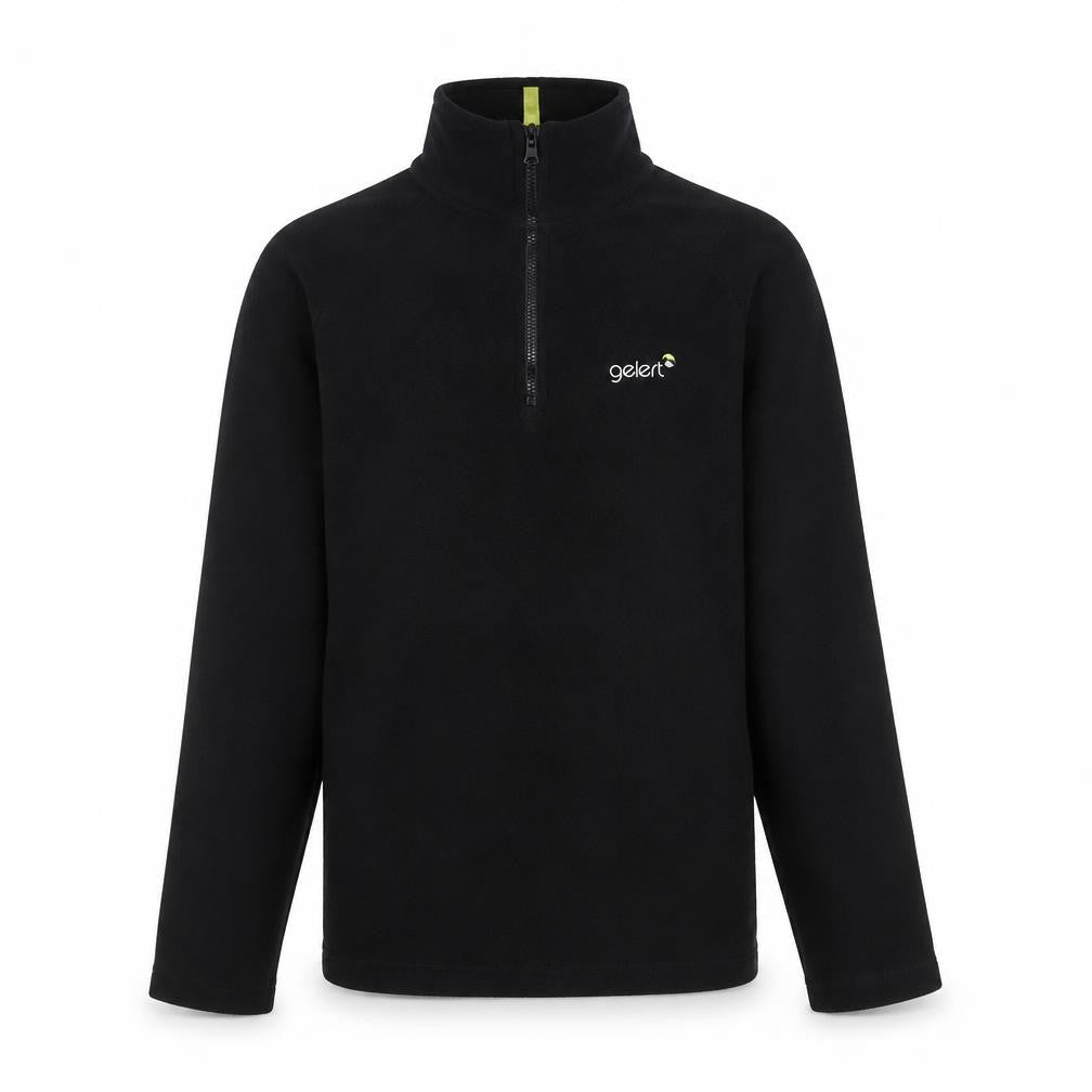Front view of Gelert boys’ black fleece 1/2 zip sweatshirt, size 13, years 158cm