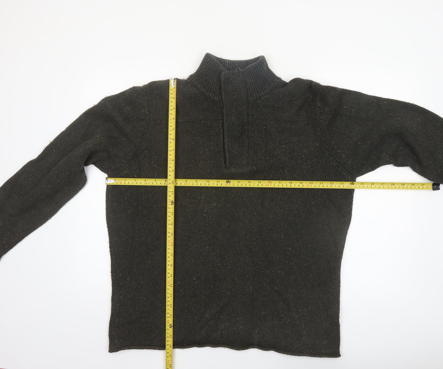Rocha John Rocha Men’s Green 1/4 Zip Wool Blend Jumper L