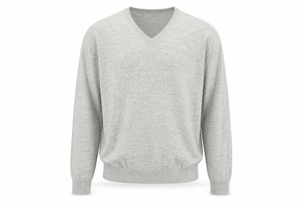 Next Men's Grey Cotton V-Neck Jumper Size L Lightweight Knit
