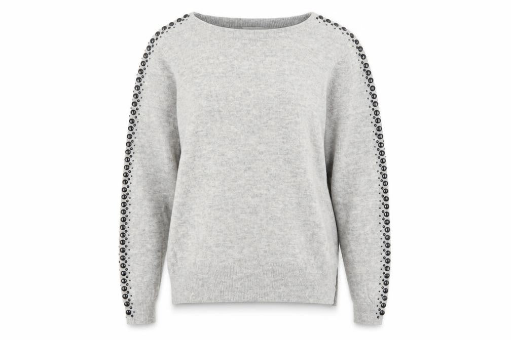 L.K. Bennett Women’s Grey Wool Cashmere Studded Pullover Jumper S