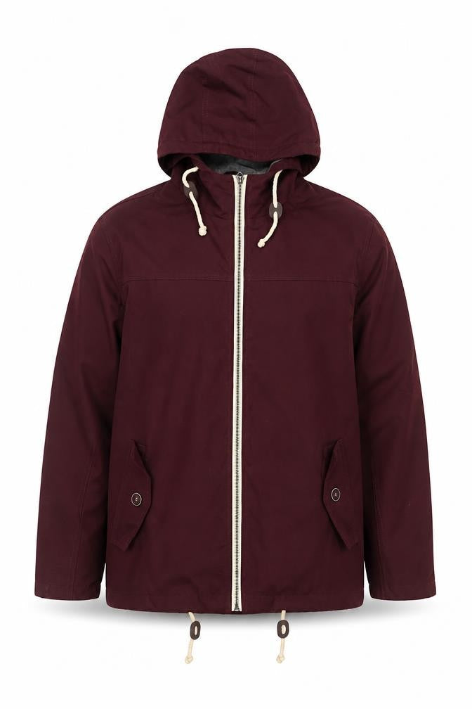 Brave Soul Men's Red Hooded Parka Jacket Size M Lined Zip Casual