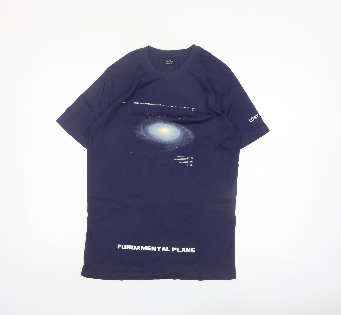 Lost Soles Men's Navy Space Graphic Cotton T-Shirt Size M