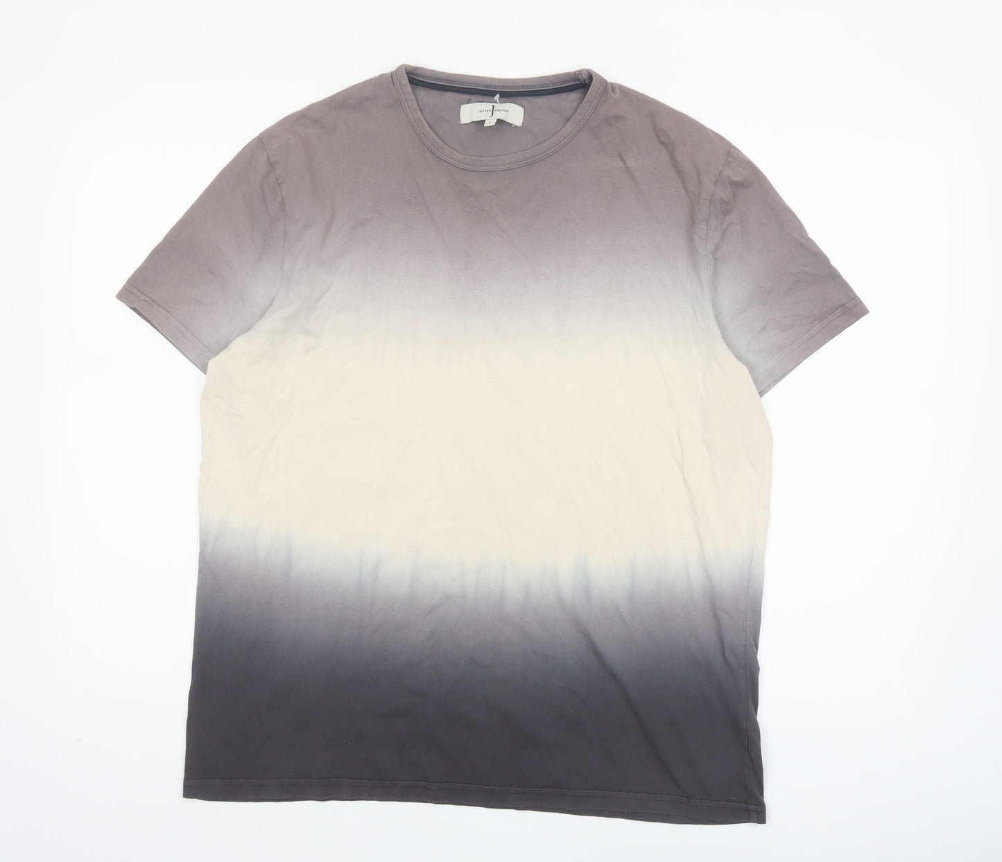 Jasper Conran Men's Grey Ombre Cotton Crew Neck T-Shirt Size L