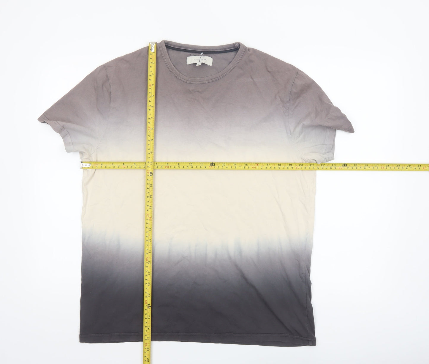 Jasper Conran Men's Grey Ombre Cotton Crew Neck T-Shirt Size L