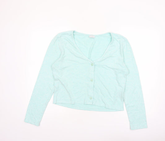 Jeff&Co Women’s Green V-Neck Button Cardigan Size 14