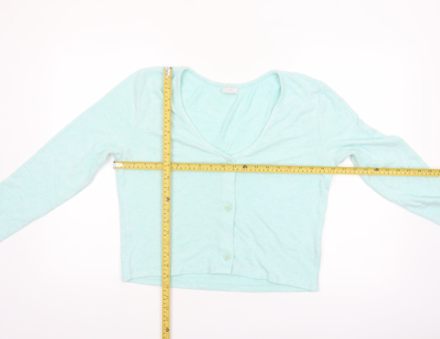 Jeff&Co Women’s Green V-Neck Button Cardigan Size 14