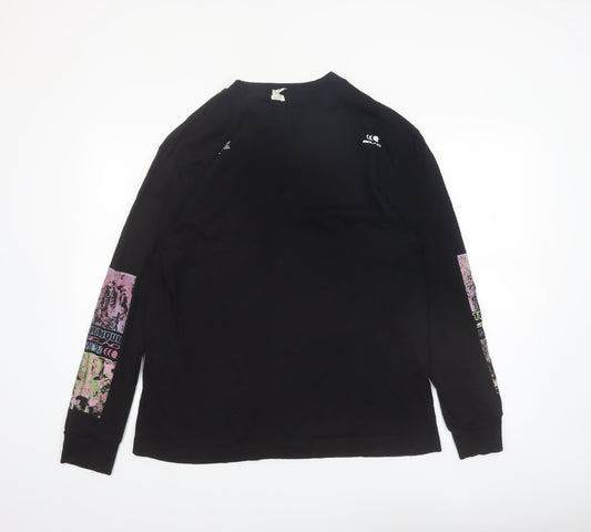 River Island Men’s Black Graphic Long Sleeve Cotton Shirt L