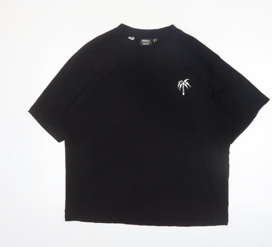 WESC Men's Black XL Palm Graphic Crew Neck Cotton T-Shirt