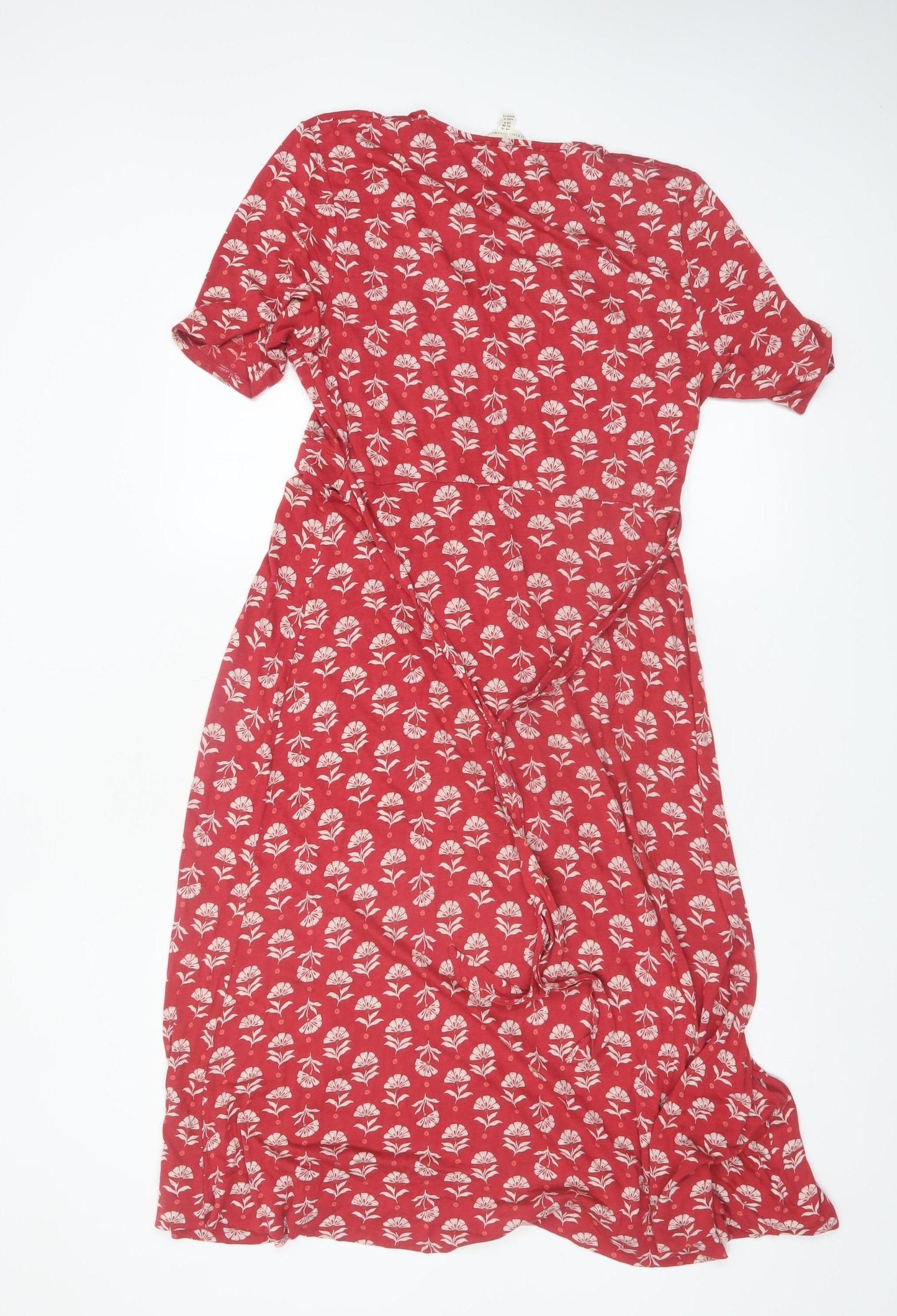 Seasalt Cornwall Women’s Red Floral Fit & Flare Midi Dress UK 10