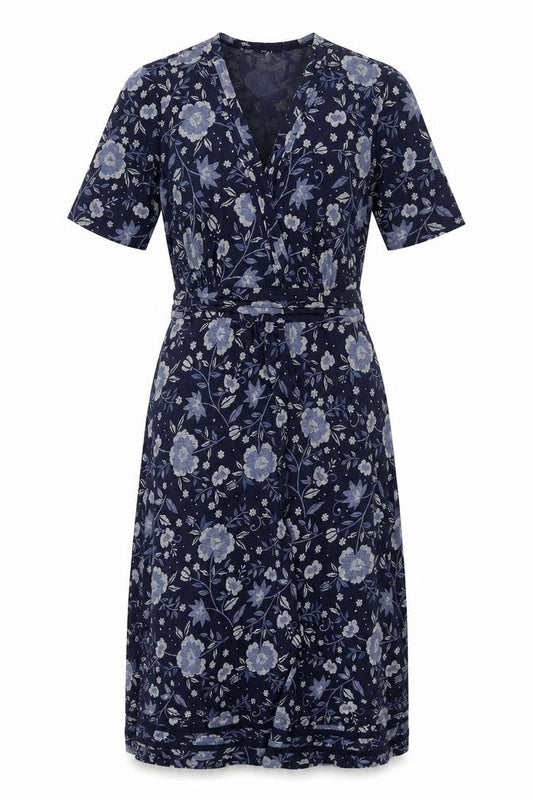 Cambridge Dry Goods Womens Blue Floral Wrap Dress UK 10 Cotton