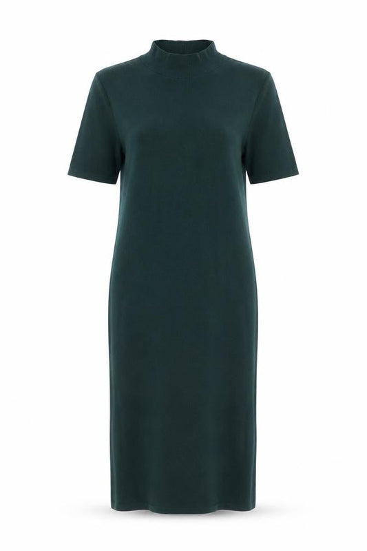 Zara Women Green Midi Bodycon Knit Dress Size M High Neck