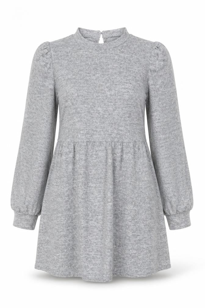 New Look Women Grey Knit Long Sleeve Skater Dress Size 12