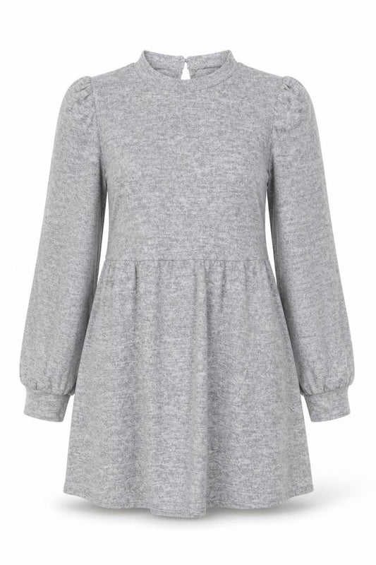 New Look Women Grey Knit Long Sleeve Skater Dress Size 12