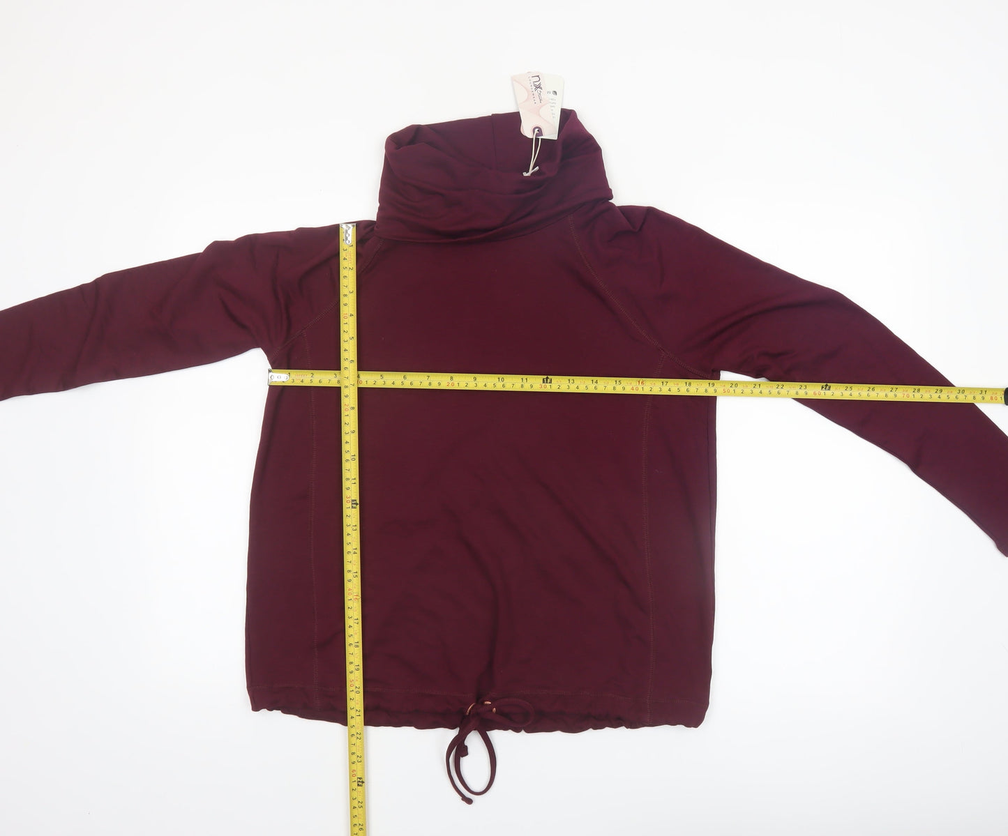 Next Womens Burgundy Modal Blend Drawstring Cowl Neck Sweatshirt UK 12