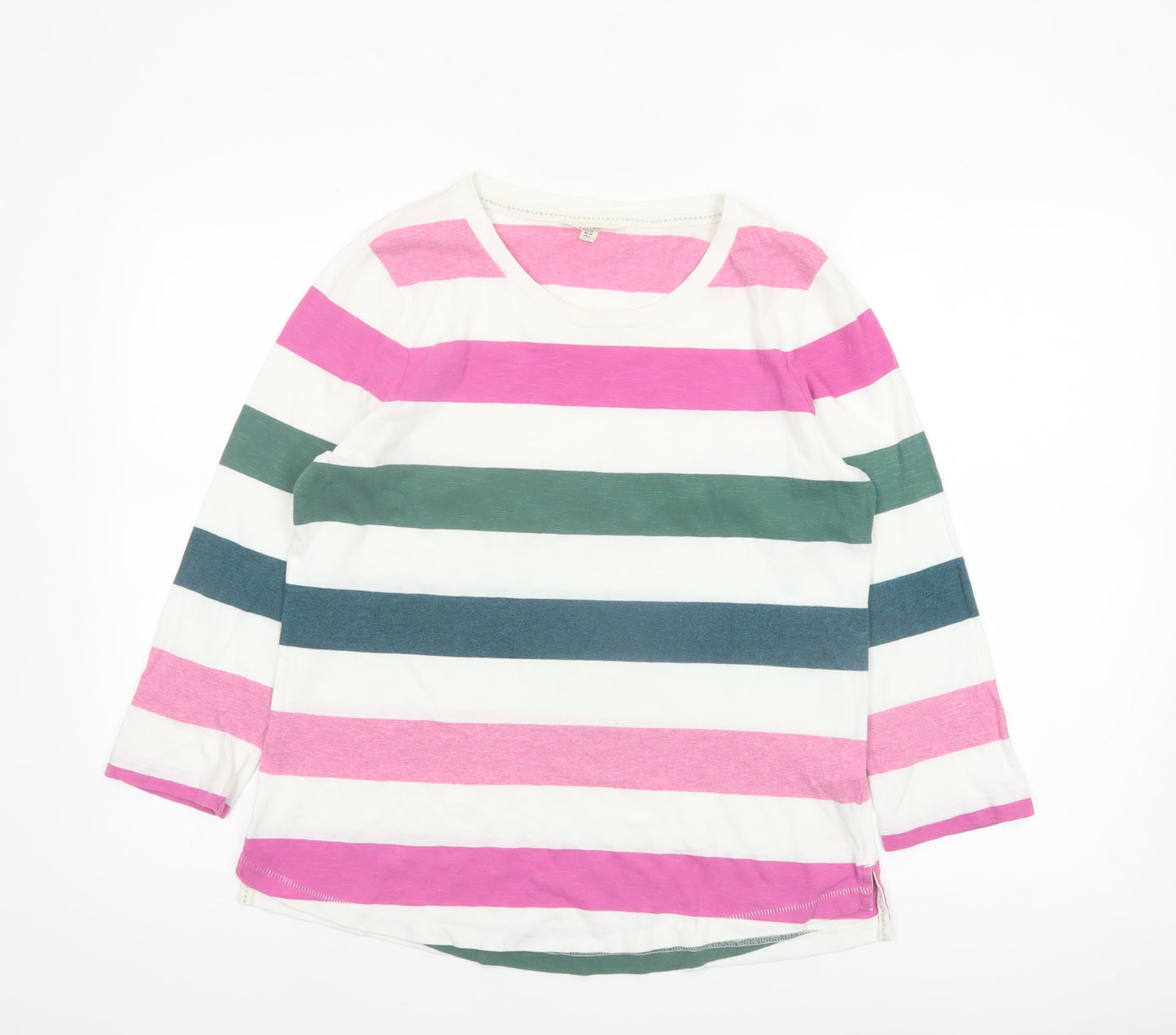 FatFace Women’s Multicoloured Stripe Cotton 3/4 Sleeve T-Shirt Size 10