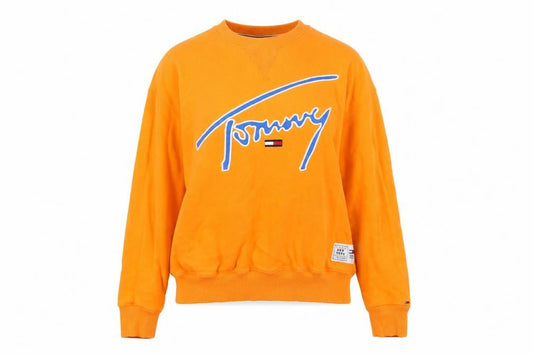 Tommy Jeans Women's Orange Cotton Pullover Sweatshirt S