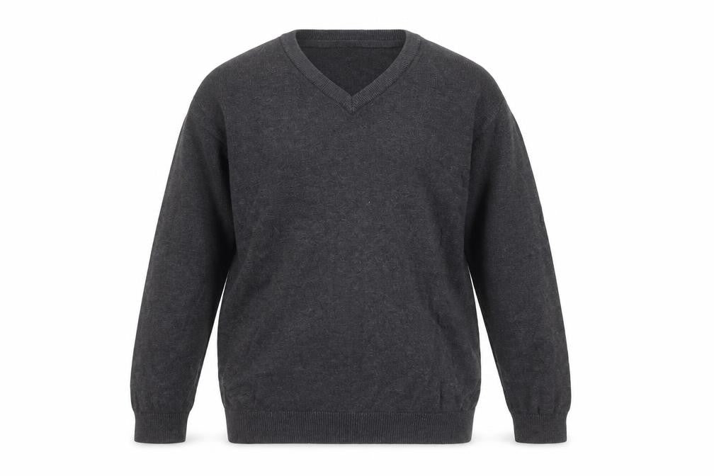 Marks and Spencer Boys Grey 11-12 Years V-Neck Cotton Jumper