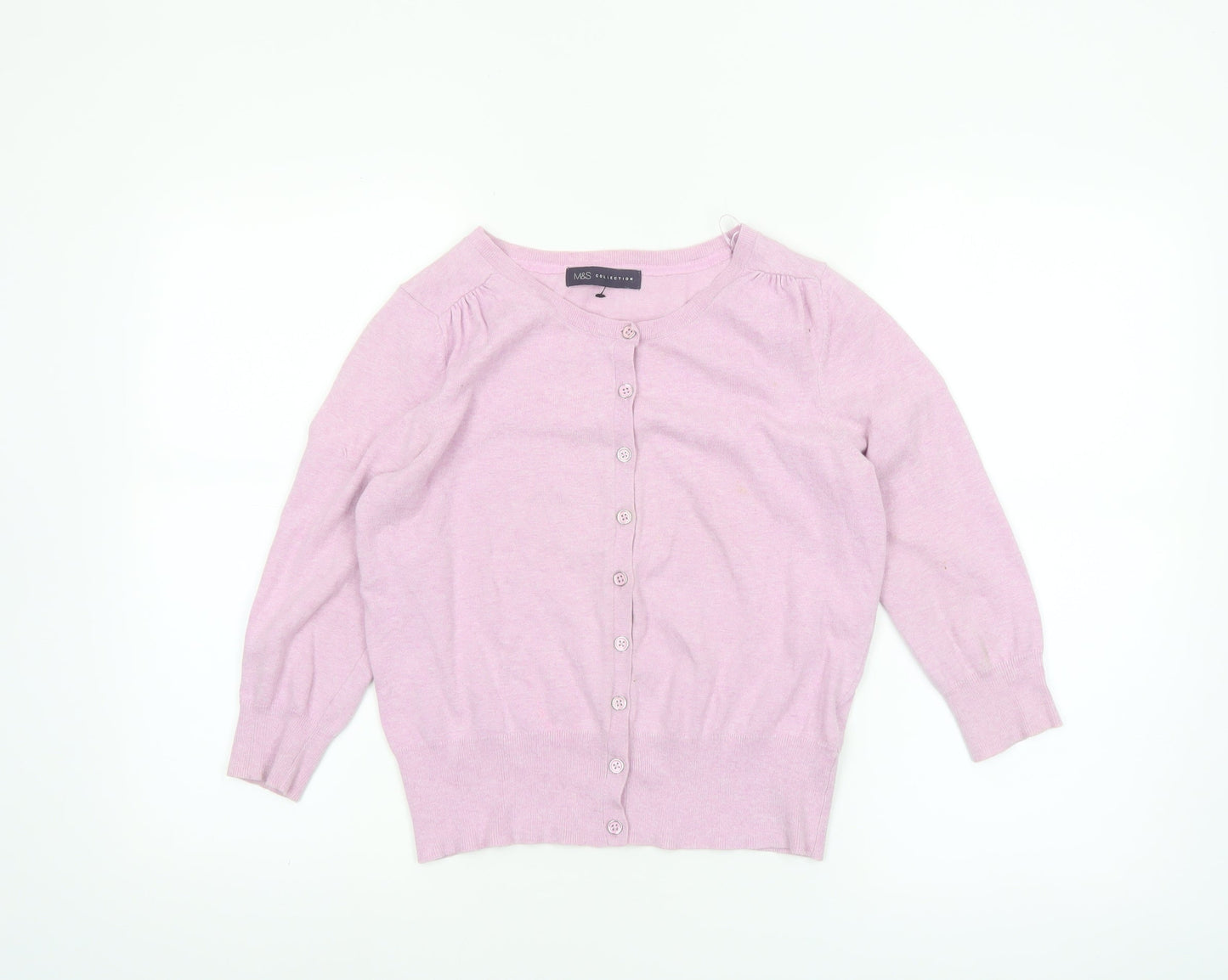 Marks and Spencer Womens Pink 3/4 Sleeve Knit Cardigan Size 8
