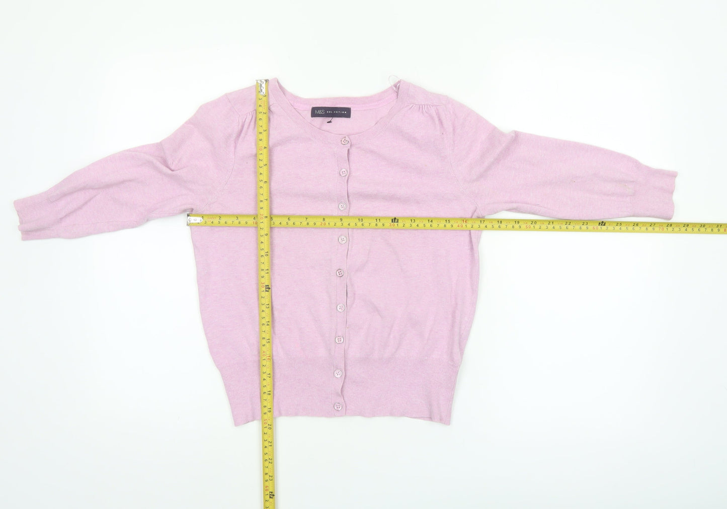 Marks and Spencer Womens Pink 3/4 Sleeve Knit Cardigan Size 8