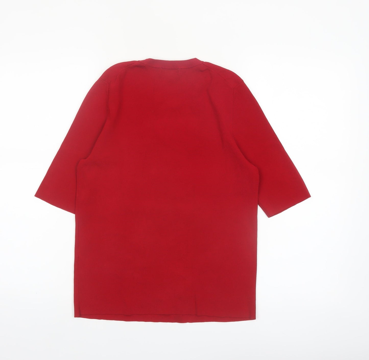 Jaeger Womens Red Knit Short Sleeve Crew Neck Top Size M