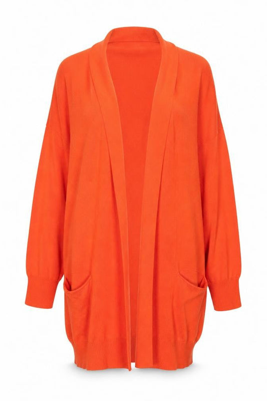 Front view of Atmosphere Women's Orange Long Sleeve Knit Cardigan, size 10